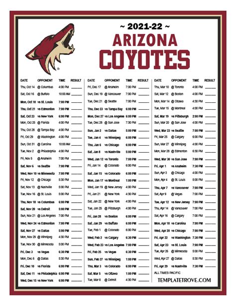 coyotes schedule
